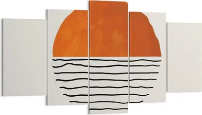 Produktbild von Bild auf Leinwand - Leinwandbild - 5 Teile - Modern Sonne Meer - 160x85cm - Wand Bild - Wanddeko - Wandbilder - Leinwanddruck - Bilder - Wanddekoration - Leinwand bilder - Wandbild - EA160x85-4512