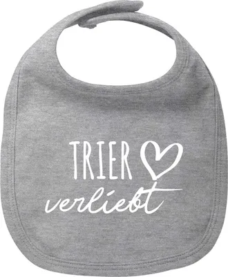 Produktbild von Huuraa Baby Lätzchen Trier verliebt Heather Grey Klettverschluss  Baumwolle Latz Geschenkidee