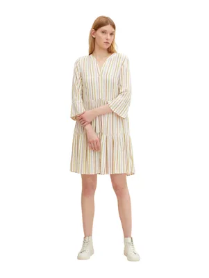 Produktbild von Tom Tailor Printed Babydoll Mini Kleid Weiß XL Frau Weiß XL