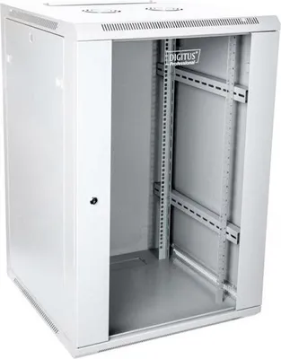 Produktbild von Wall-mounted network cabinet 19  21U rack 600x600  door glass  gray  unfolded  not folded  60kg