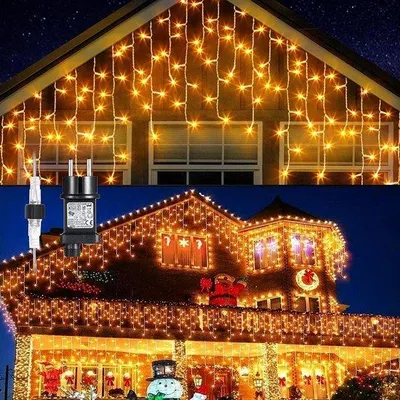 Immagine prodotto di Illuminazione natalizia 4 m x 0,6 m, 600 LED, impermeabile IP44, per interni, tenda luminosa, bianco caldo, decorazione