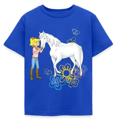 Produktbild von Spreadshirt Bibi Und Tina Bibi Kuschelt Mit Stute Sabrina Kinder T-Shirt, 122/128 (7-8 Jahre), Royalblau