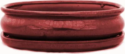 Immagine prodotto di Ciotola bonsai con piattino Gr. 3 - rosso - ovale - modello O47 - L 19cm - P 13,5cm - H 5cm