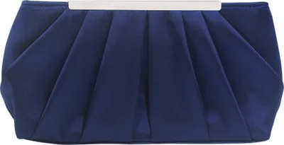 Image de Bleu Pochette de soirée Sac à main élégant plissé en satin formel Porte-monnaie classique simple pour femme