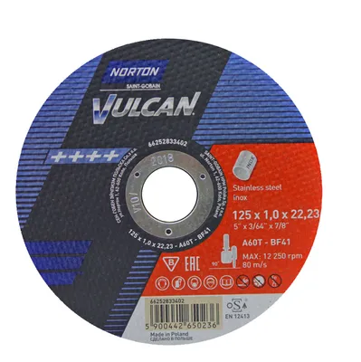 Image de Norton Clipper Disque à tronçonner le métal 125x1,0x22,23 mm A60T INOX 66252833402