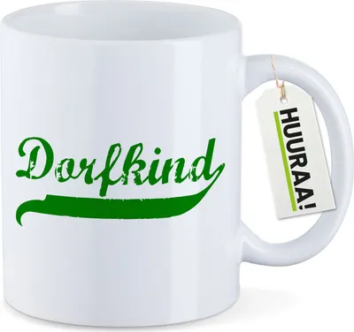 Produktbild von Huuraa Kaffeetasse Dorfkind Vintage 330ml Weiß Keramik Kaffeebecher Geschenkidee