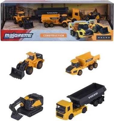 Produktbild von Majorette Majo Construction Baufahrzeuge 5er Set, Volvo, Maßstab 1/64, Freilauf, Ab 3 Jahren