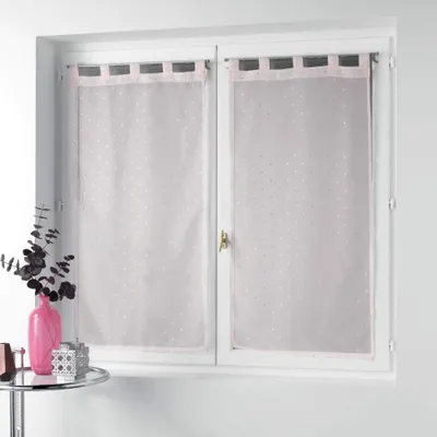 Vorhangpaar mit Ösen, 2 x 60 x 160 cm, Polyester, Rosa