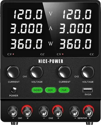 Obrázek produktu pro Dvoukanálový stejnosměrný napájecí zdroj, výstupní režimy: nezávislý, sériový, paralelní, SPS1203-2KD 120V3A, AC 220V