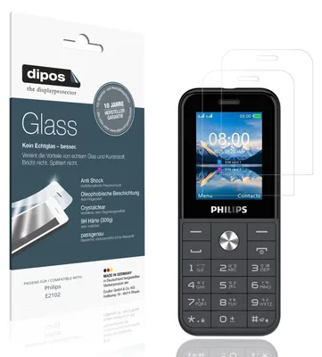Produktbild von 2x Schutzfolie für Philips E2102 - Anti-Shock 9H Folie dipos Glass Kunststoffglas