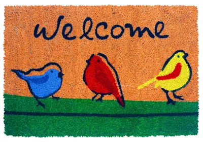 Zdjęcie produktu dla Wycieraczka Relaxdays z włókna kokosowego, „Welcome”, 60 x 40 cm, antypoślizgowa, odporna na warunki atmosferyczne, do użytku wewnątrz i na zewnątrz, wycieraczka przydrzwiowa, wielokolorowa