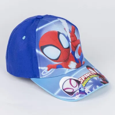 Image de Casquette d'été Spiderman - Casquette pour enfants avec impression et protection UV bleue