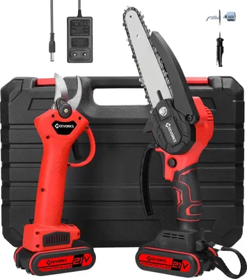 Image de Set tronçonneuse et élagueuse électriques, sans fil, design ergonomique, 15 cm