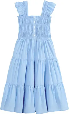 Immagine prodotto di Abito estivo da bambina blu elegante con maniche a sbuffo taglia 160 11-12 anni linea ad A viscosa