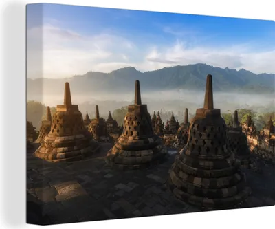 Produktbild von OneMillionCanvasses® - Leinwandbilder - 150x100 cm, Borobodur-Tempel, Wandbilder Kunstdruck Wanddekoration