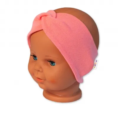 Obrázok produktu pre Baby Nellys Bavlnená dvojvrstvová čelenka, lososová