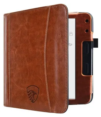 Produktbild von Dutch Shield - Luxe strap Case Hülle für das Tolino Vision Color Ebook - Klapphülle Ereader Schutzhülle Cover Braun
