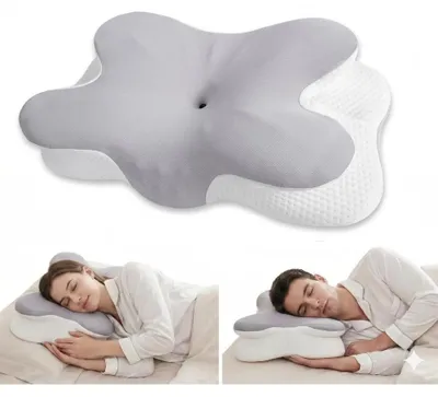 Imagen del producto de Almohada cervical – Almohada ortopédica para el cuello fabricada con espuma viscoelástica – Soporte ergonómico para el cuello y los hombros – Funda transpirable y lavable – Ideal para dormir de lado, boca arriba o boca abajo