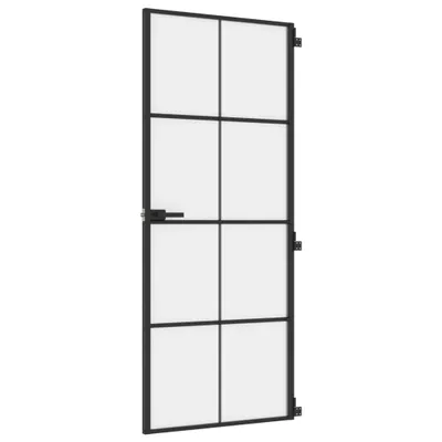 Obrázok produktu pre Vnútorné dvere tenké čierne 83x201,5 cm tvrdené sklo a hliník