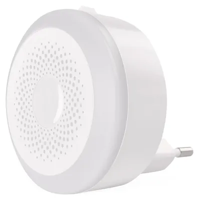 Productafbeelding van EMOS LED nachtlampje, rond, met schakelaar, 230V, eurostekker, warm wit licht, geschikt voor kinderkamers, slaapkamers, badkamers, gangen, wit, P3326