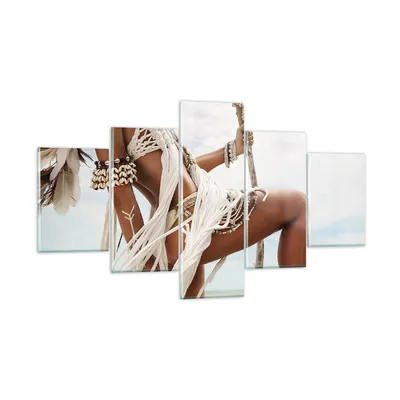 Produktbild von Bilder auf glas - 5 Teile - Frau Freiheit Exotik - 125x70cm - Glasbilder - Wandbilder - Bilder - zum Aufhängen bereit - Wanddekoration aus Glas - Glas Bilder - Wandbild auf Glas - GEA125x70-4942