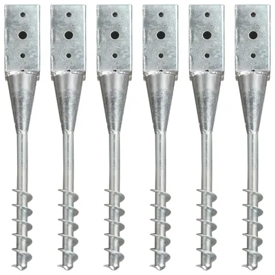 Immagine prodotto di vidaXL Picchetti da terra 6 pezzi argento 7×7×56 cm Acciaio zincato