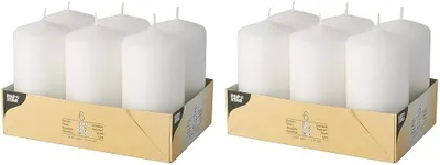 Produktbild von Pappstar weiße Stumpenkerzen, 60 x 115 mm, 6 Stück, Packung mit 2