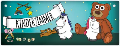 Produktbild von Honeycorns Metallschild mit Einhorn Kinderzimmer Motiv Metallschild Wandschild