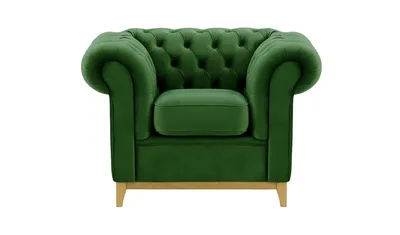 Produktbild von SLF24 - Sessel Chesterfield Wood - dunkelgrün - Velluto 10