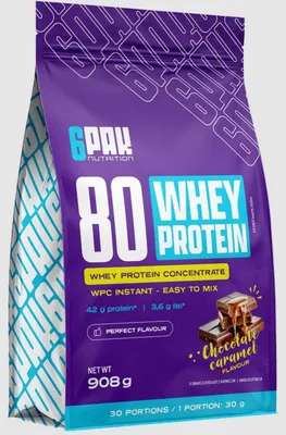 Produktbild von 6Pak Nutrition 80 Whey Protein- 908 g Chocolate Caramel