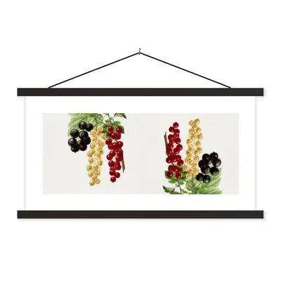 Produktbild von MuchoWow® Textilposter Trauben - Beeren - Lebensmittel 90x45 cm mit schwarzem Rahmen - Klemmleisten