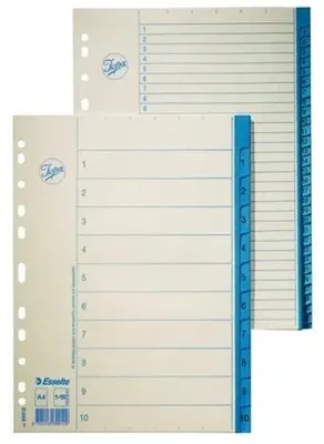 Produktbild von Esselte 69915, Numerischer Registerindex, Papier, Blau, A4, 90 g/m², 222 mm