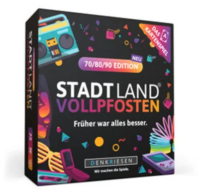 Produktbild von DENKRIESEN - STADT LAND VOLLPFOSTEN® - Das Kartenspiel - 70/80/90 EDITION - "Früher war alles besser."