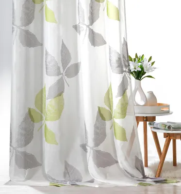 Produktbild von heimtexland ® Ösenschal Batist Pure Nature Blätter 245x140 Vorhang Transparent Typ637 Grün