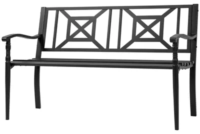 Produktbild von 2-Sitzer-Gartenbank aus Stahl mit hoher Rš¹ckenlehne und Armlehnen, 128 x 62,5 x 81,5 cm, Schwarz