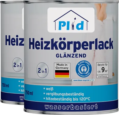 Produktbild von Plid Heizkörperlack LH 1,5L für ca. 18m², Weiß Glänzend / hitzebeständiger Lack bis 80°