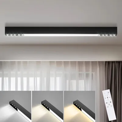 Produktbild von ZMH Deckenlampe LED Deckenleuchte  Schwarz  80CM Lang Deckenstrahler Küche 25W Schwarz Modern Bürolampe Dimmbar mit Fernbedienung für Wohnzimmer Büro Schlafzimmer
