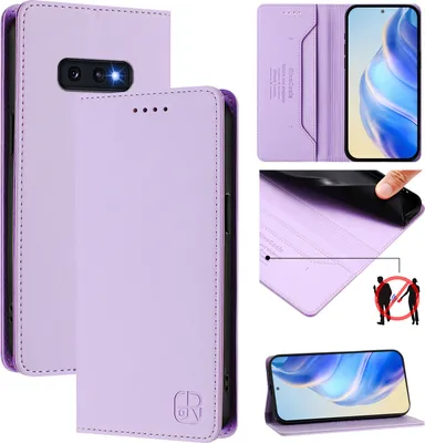 Image de Étui en cuir pour Samsung Galaxy S10E, étui à rabat avec fentes pour cartes, portefeuille et support Violet