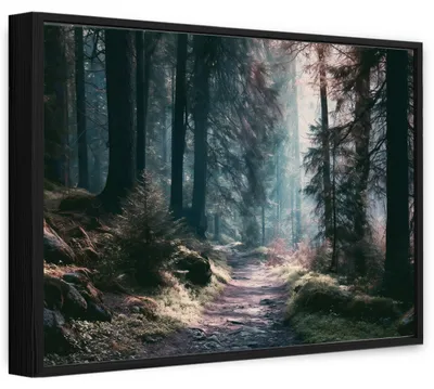 Produktbild von Bilder mit Rahmen Wald Bäume Landschaft - 120x80 cm - Wandbilder Wohnzimmer Schlafzimmer - Leinwand Bilder mit Rahmen Grün - PPR16742O20