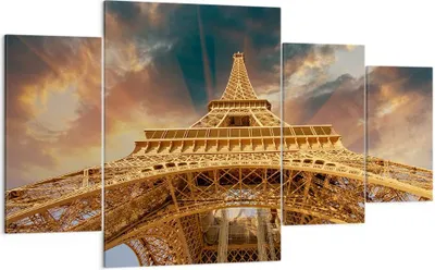 Produktbild von Bild auf Leinwand - Leinwandbild - Eiffle Architektur Paris - 160x90cm - Wand Bild - Wanddeko - Leinwanddruck - Bilder - Kunstdruck - Wanddekoration - Leinwand bilder - Wandkunst - DL160x90-2437