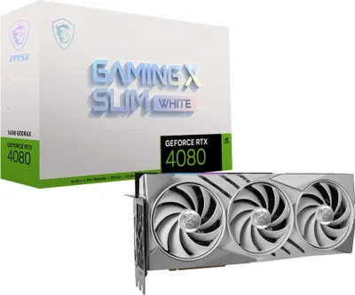 Produktbild von MSI GeForce RTX4080 16GB GAMING X SLIM WHITE GDDR6X 2xHDMI 2xDP