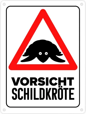 Produktbild von Vorsicht Schildkröte Metallschild in 15x20 cm mit Schildkröten Silhouette