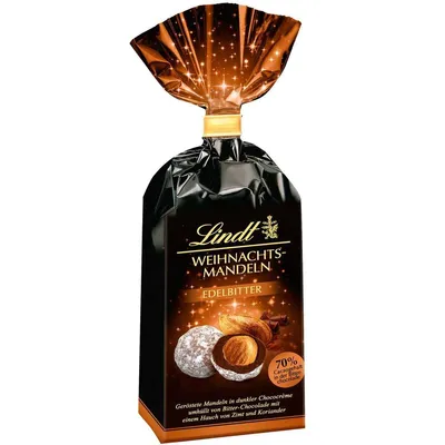 Produktbild von Lindt Kupferwelt Weihnachtsmandeln 70% 100g, 100 g, Dunkle Schokoloade, Schweiz, Beutel