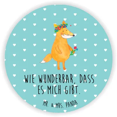 Produktbild von Mr. & Mrs. Panda Kühlschrankmagnet Fuchs Blumen - Türkis Pastell - Geschenk, Boho, magnet, für pinwand, Blume, whiteboardmagnet, fotos, Liebe, Ich, Selbstbewusst