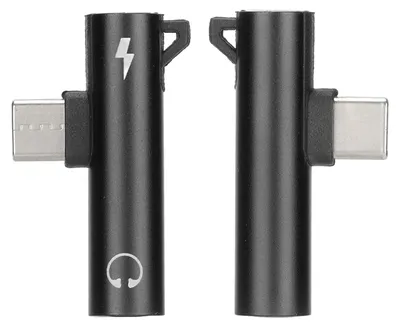 Image de Lot de 2 adaptateurs audio USB-C vers jack 3,5 mm 2-en-1 : recharge et audio, USB-C vers jack audio, en ABS, pour téléphone et tablette, noir