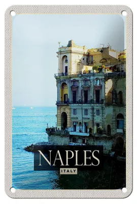 Produktbild von Blechschild Reise 12x18cm Naples Italy Neapel Panorama Meer Schild