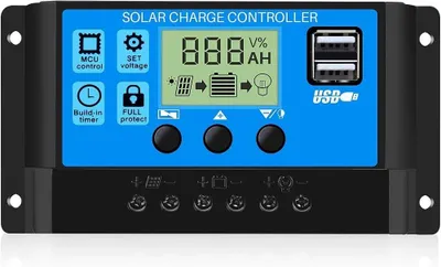 PWM-Solarladeregler 30 A, 12/24 V, LCD, USB