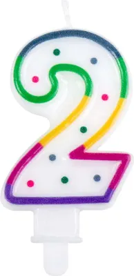 Produktbild von Geburtstagskerze Zahlen 0-9 Zahlenkerze 7,5 cm Kuchen-Deko, Ihre gewünschte Zahl:2