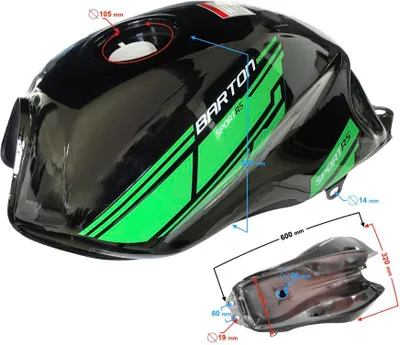 Produktbild von Kraftstofftank Sprint Moped Schwarz und Grün