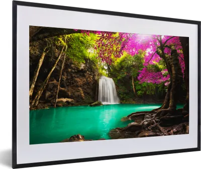 Produktbild von MuchoWow® MuchoWow® Gerahmtes Poster Wasserfall - Thailand - Natur 60x40 cm - Poster mit zchwarzem Bilderrahmen - Schlafzimmer - Plakat in Rahmen - Drucken